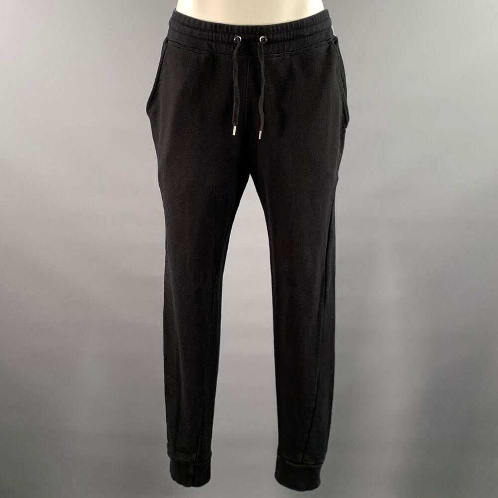BALMAIN Size M Black Cotton Solid Joggers Casual Pants